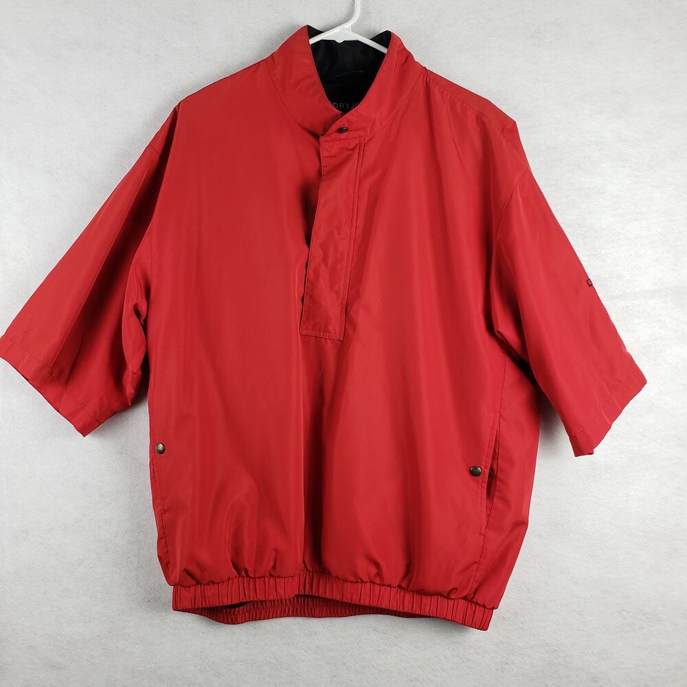 Dryjoys By FootJoy Men's M Elbow Sleeve Pullover Windbreaker Anorak‎ Red Golf